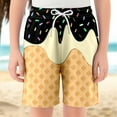 thumbnail image 2 of XUELUO Teen Boys Pants Summer Cartoon Ice Cream Print Elastic Waist Drawstring Loose Comfortable Shorts Daily-Wear,Black,11-12 Years, 2 of 4