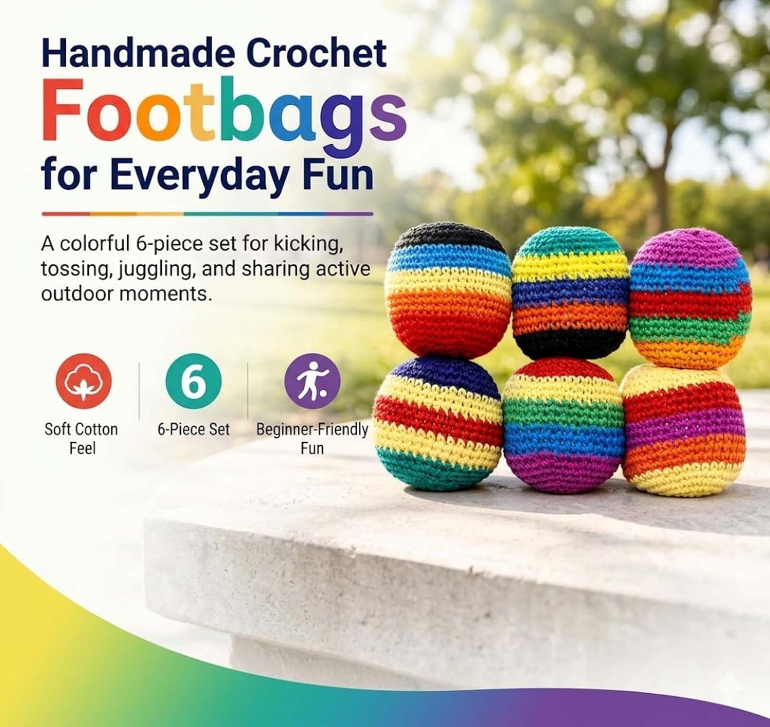 Footbags Sacks, 2026 Novelty Hand-Made Knitted Foot Bag Sack, Fun Crochet Footbag for Adults Outdoor Game