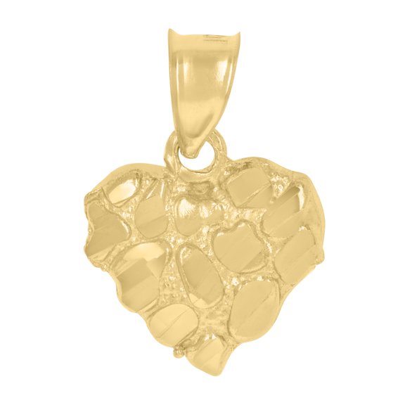 10kt Real Yellow Gold Womens Nugget Heart Charm Pendant