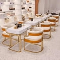 thumbnail image 3 of Upholstered Reception Chair Modern Kitchen Dining Room Chairs With Armrest Leather Modern Accent Armchairs With Barrel Backrest Side Chair For Living Room, 3 of 6