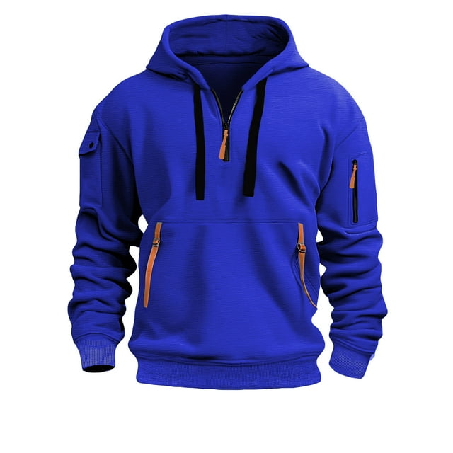 Kcodviy Chandail à Capuchon pour Homme de Printemps et d'Automne Chandail à Capuchon à Manches Longues pour Homme Chandails à Capuchon pour Hommes à Fermeture Éclair Décontracté Unique Design Extérieur Chandails à Capuchon Minces pour Hommes Chandail à Capuchon Uni à Manches Longues pour Hommes Chandail à Capuchon