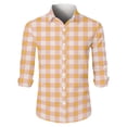 thumbnail image 4 of New Men's Long-Sleeved Plaid Shirt Spring Lapel Button Fashion Casual Comfortable Personality Breathable Handsome Male Loose Elastic Outwear Complexion M, 4 of 5