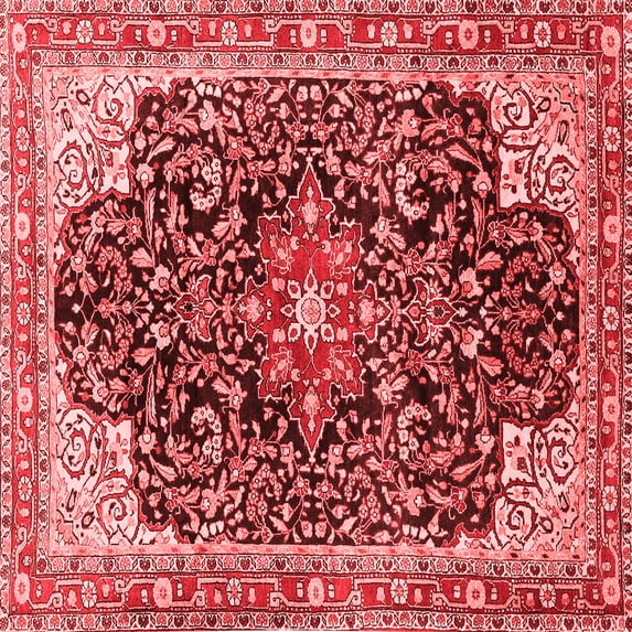 Ahgly Company Indoor Square Medallion Red Traditional Area Rugs, 4' Square