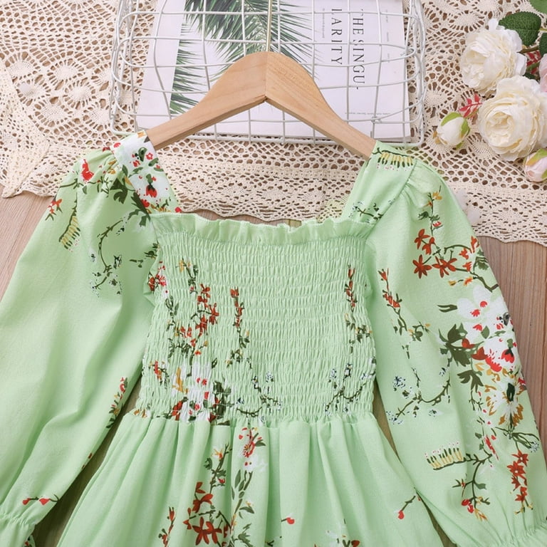 open lace back dress Autumn Princess Costume for Girls – Blue & Green Gown – Magic Tree Kids main image 1