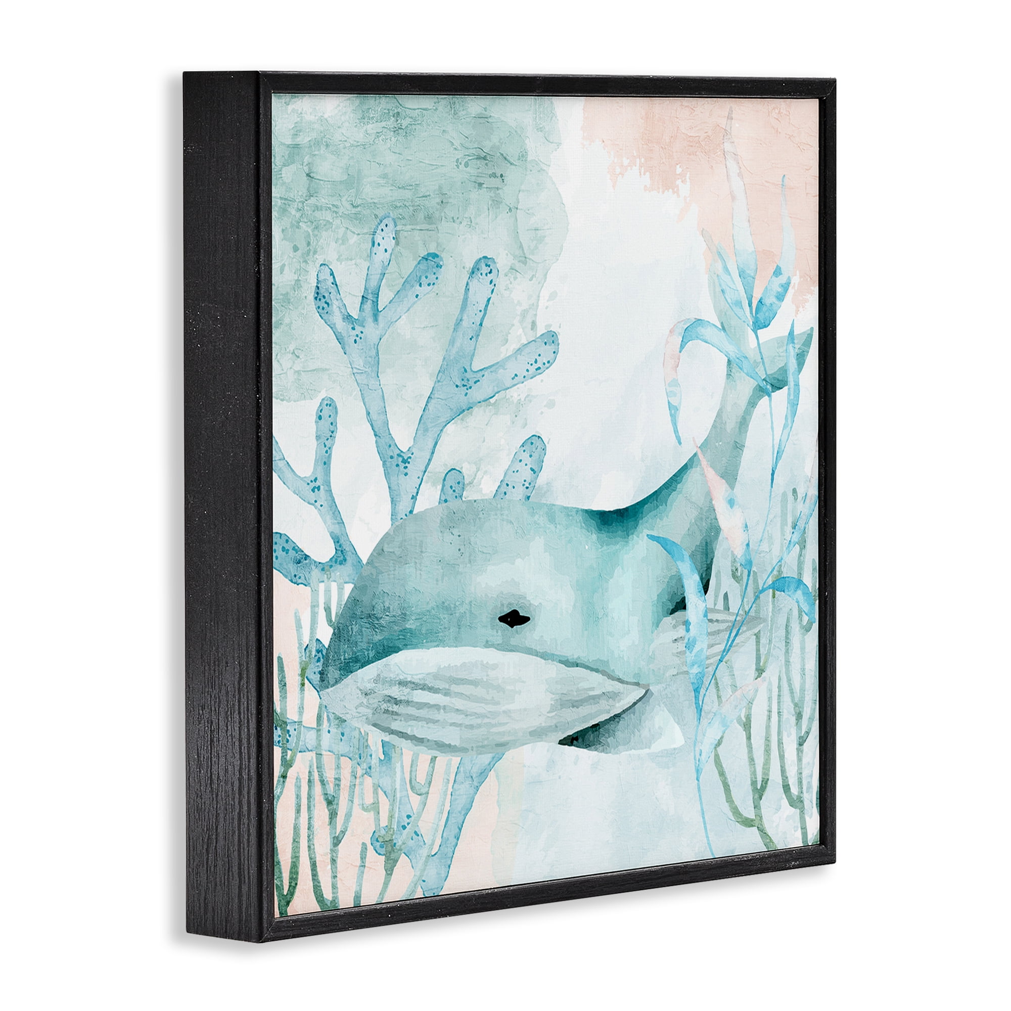 Stupell Industries Whale Sea Swim Black Framed Giclee Art, design by Kim Allen