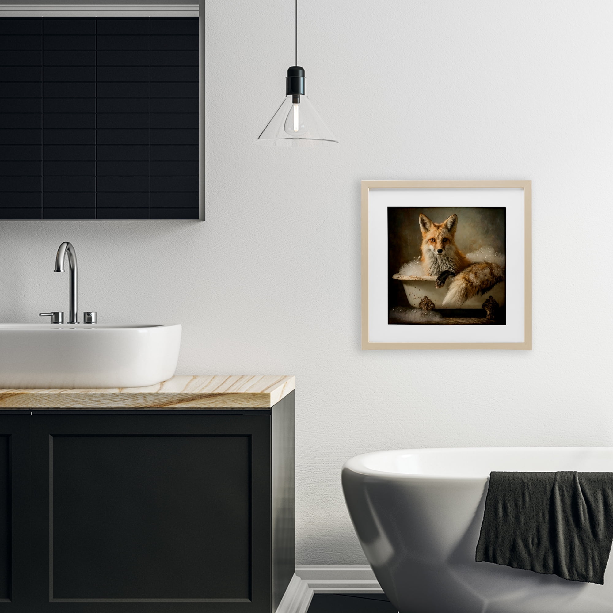 Stupell Industries Red Fox Bubble Bath Birch Framed Print Under Glass, design by Tina LeCour