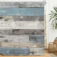 thumbnail image 5 of Stall Barn Door Bathroom Shower Curtain 36W by 72H Inch Wooden Wood Half Small Rustic Farmhouse Camper RV Polyester Fabric 12 Plastic Hooks Waterproof Decor, 5 of 5