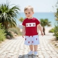 thumbnail image 4 of BemeyourBBs Kids Toddler Boy Summer Clothes Infant Baby Boys Crayfish Outfits Lobster Embroidery Short Sleeve TShirt Tops with Stripe Shorts Set Toddler Baby Boys Summer Outfit, 4 of 9