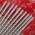 thumbnail image 4 of TERGAYEE Metal Chopsticks,Stainless Steel Lightweight Chopsticks Set,Reusable Classic Style for Kitchen Dinner 5 Pairs Silver, 4 of 6