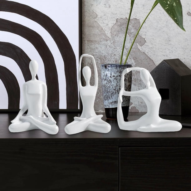 Estatua de Yoga para mujer, colección de estatuillas de Yoga, adorno de escultura de recuerdo para comedor, hogar, oficina, decoración de escritorio, Blanco BLESIY Figuras de resina
