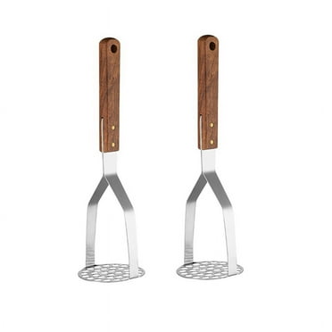 2Pcs Potato Mashers, Vintage Kitchen Utensil Stainless Round Potato Masher, Wooden Handle Masher Ricer Tool