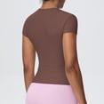 thumbnail image 6 of Garbnen Short Sleeve Shirts for Women Slim Fit Crew Neck Tops for Women Basic Seamless Yoga Workout Tops for Women Brown L, 6 of 7