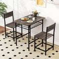 thumbnail image 4 of Costway 3-Piece Wood Rectangular Table & Chair Set Dining Table Set with Metal Frame Gray, 4 of 10