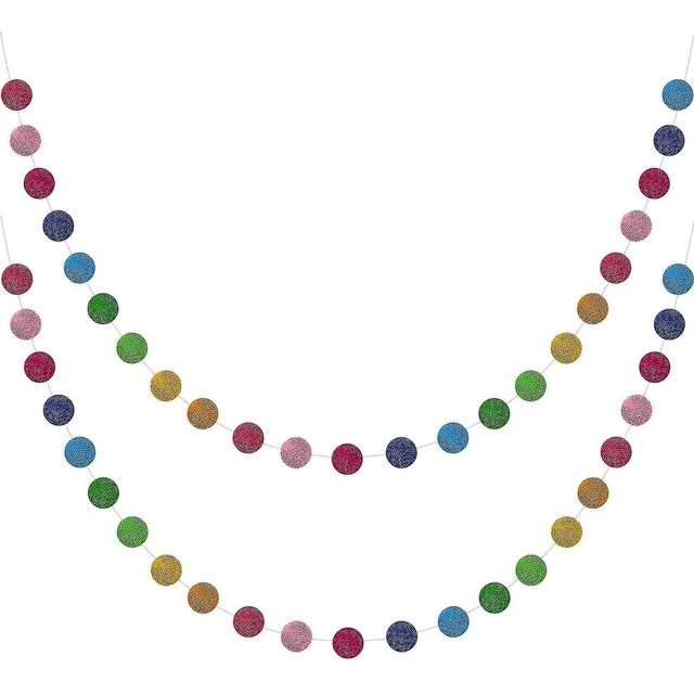 Guirnalda de bolas de fieltro de lana, guirnalda de pompones de colores, hecha a mano, 24 bolas de fieltro de 6,5 pies de largo, para decoración de pared y árbol de Navidad