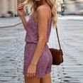 thumbnail image 5 of Women's Casual Spring Summer Solid Short Jumpsuit Elastic Waist Soft Stretchy Fabric Lounge & Outdoor Daily Wear Womens Jumpsuits | UKHCCC,Purple S, 5 of 6