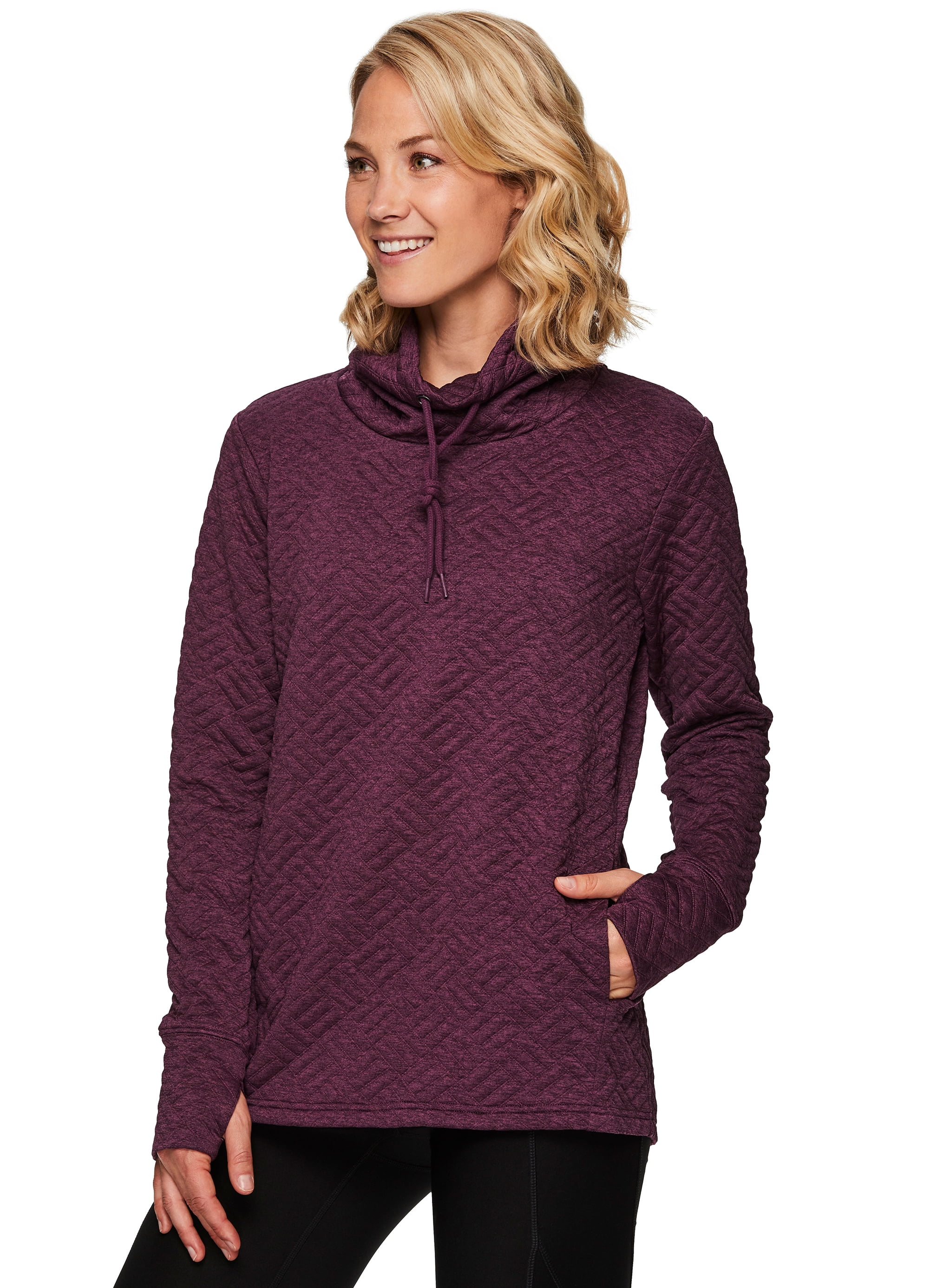 RBX - RBX Active Women's Ultra Soft Quilted Cowl Neck Pullover Sweatshirt - Walmart.com