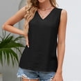 thumbnail image 2 of up to 60% off Gifts Usmixi Womens Tank Tops Casual Solid Comfy Breathable Cotton Linen Tee Shirts Vest Summer Trendy Plain V-Neck Sleeveless Shirts Blouse Black m, 2 of 7