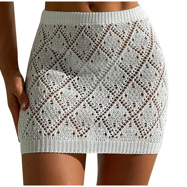 Taqqpue Sortie de Plage en Crochet pour Femmes 2025, Jupe Courte Aguichant en Résille