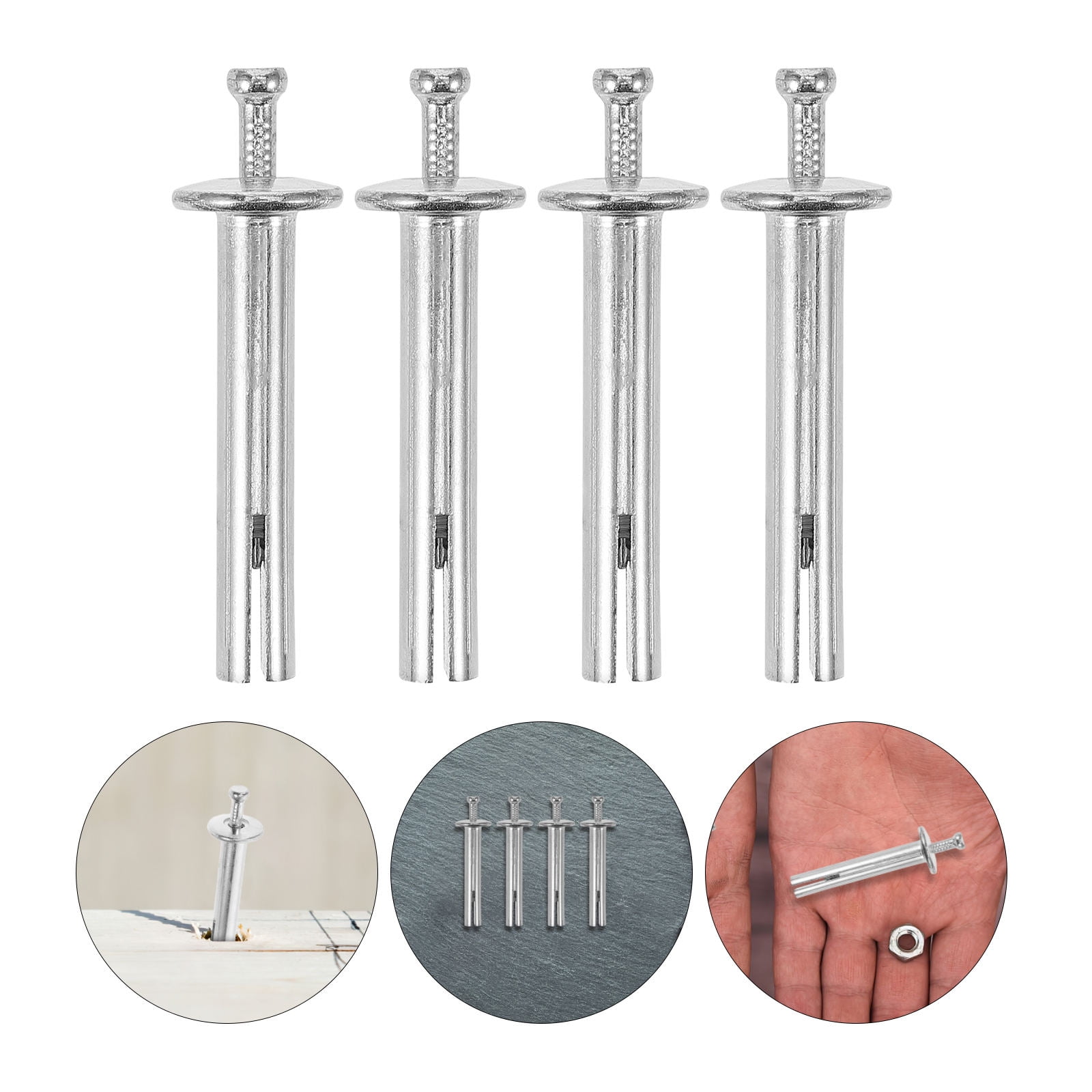 HEMOTON  100 Pcs Wall Nails Drywall Anchors Heavy Duty Masonry Silver