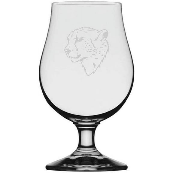 Cheetah Face Zoo Animal Themed Etched 13.25oz Iona Beer Glass