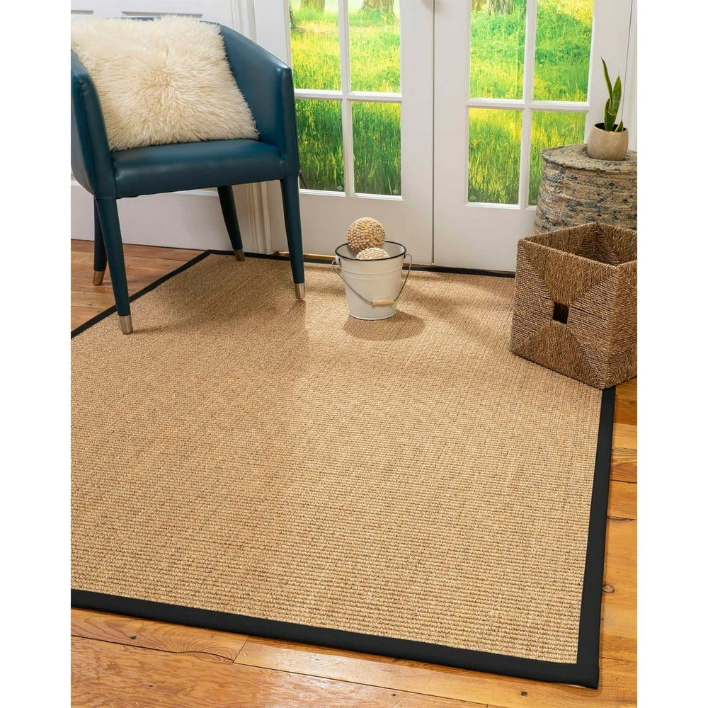 Natural Area Rugs Studio Custom Sisal Rug, 12' x 18', Black Border