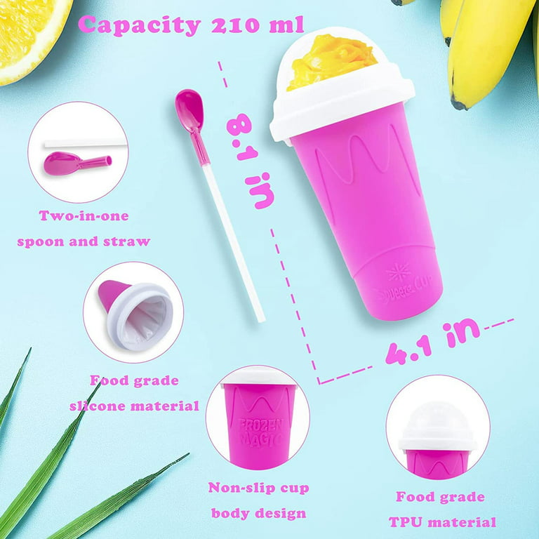 Slushie Maker Cup, Magic Quick Frozen Smoothies Cup, Aluminum Cooling Cup Double Layer Squeeze Cup Slushy Maker, Homemade Ice Cream Maker DIY It for