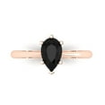 thumbnail image 2 of 1.0ct pear cut black natural onyx 18k rose gold Bridal Wedding Engagement Promise Anniversary Ring for Women size 6.75, 2 of 7