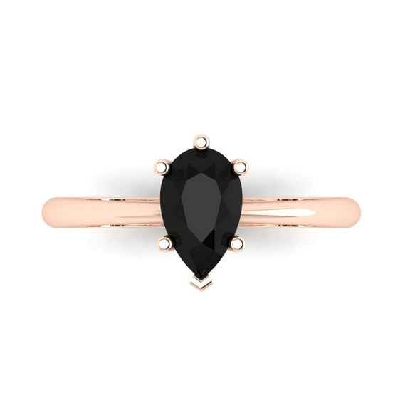 Solitaire Engagement Ring for Women - 1ct Natural Onyx in 14K Rose Gold Promise Ring
