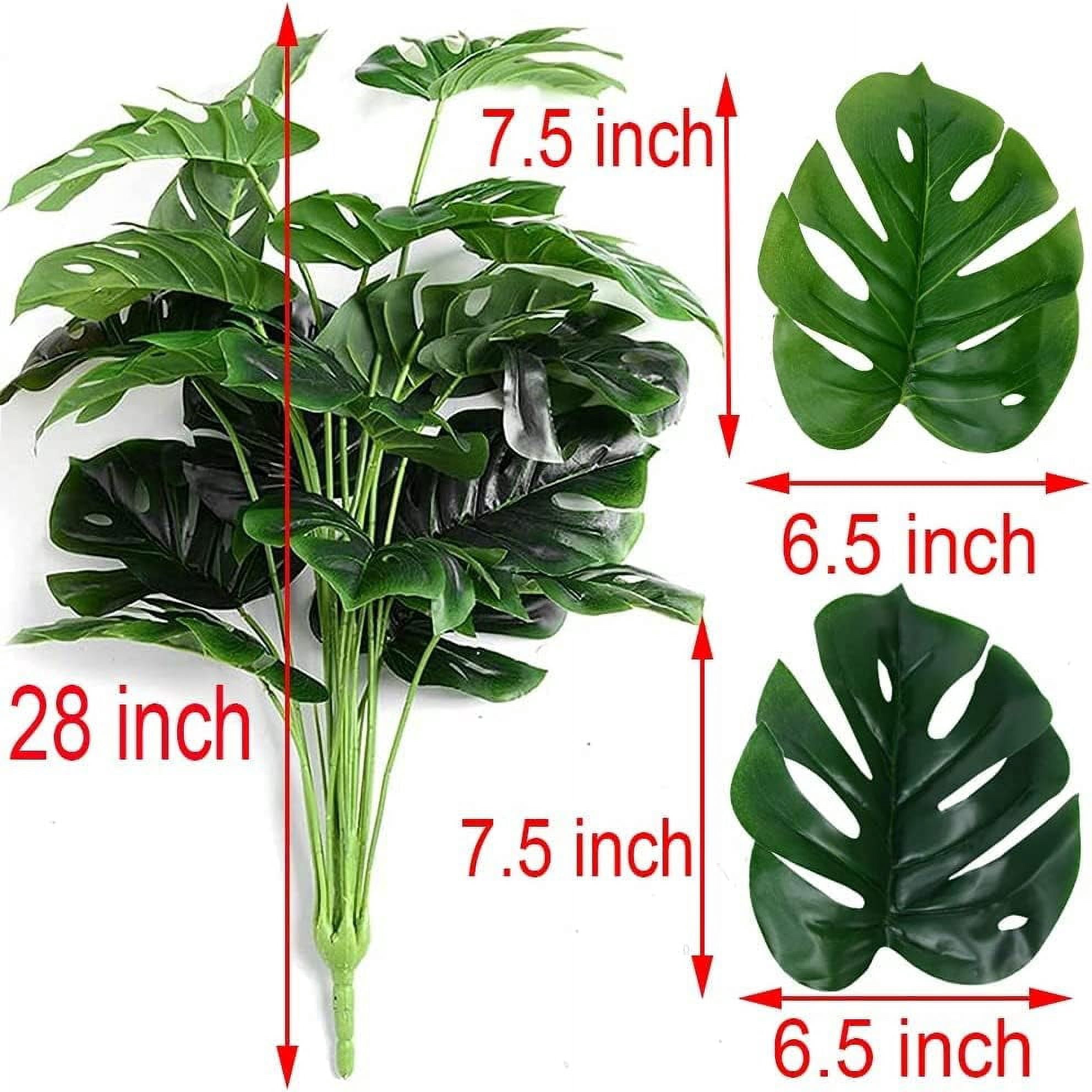 Artificial Monstera Deliciosa Plant，18 Leaves Artificial Tropical Monstera， Faux Fake Monstera Turtle Leaf Tropical Large Palm Tree Leaves Plant Outdoor UV Resistant Plastic Plants (A)