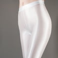 thumbnail image 4 of CHICTRY Womens Shiny Leggings Yoga Pants Glossy High Waist Tights Trousers for Workout Fitness Club Dance White L, 4 of 6