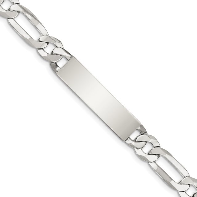 925 Sterling Silver Figaro Link Link Nom Identification Id Bracelet