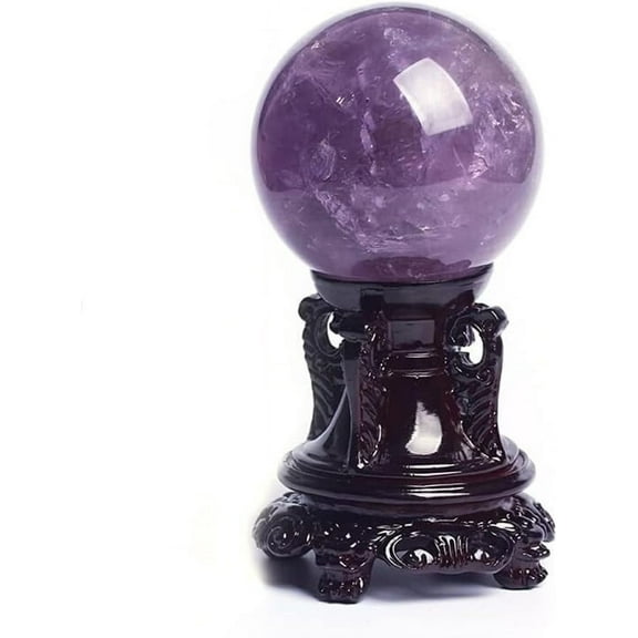 Amethyst Ball 4CM/1.6'' Amethyst Crystal Ball with Base Holder for Fengshui Home Office Decoration,Positive Energy and Wealth