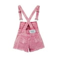thumbnail image 2 of Kidscool Space Girls Stars Rose Embroidered Raw Edge Ripped Fashion Denim Shortalls,Pink,4-5 Years, 2 of 6