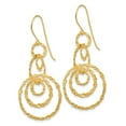 thumbnail image 2 of Real 14kt Yellow Gold Textured Dangle Circle Earrings; for Adults and Teens; for Women and Men, 2 of 3