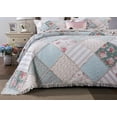 thumbnail image 3 of DaDa Bedding Hint of Mint Floral Pastel Cotton Patchwork Ruffle Bedspread Set (JHW-3036), 3 of 7
