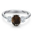 thumbnail image 3 of Gem Stone King 925 Sterling Silver Ring Smoky Quartz Moissanite (1.66 Cttw), 3 of 7
