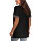 thumbnail image 5 of Women\'s T-shirts V Neck Short Sleeves Tops With Pocket Rib Hem Dual Color Loose Clothing For DailyM, 5 of 5