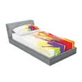 thumbnail image 2 of Ambesonne Retro Fitted Sheet & Pillow Sham Set, Splashing Dancing Girls, Twin, Multicolor, 2 of 2