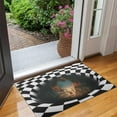 thumbnail image 4 of HEJULIK Halloween Decoration Doormat Horror Movie Front Door Mats 3D Checkered Illusion Clown Porch Decor Rubber Back Non Slip Entrance Door Mat for Indoor Outdoor 20x31 inch, 4 of 8