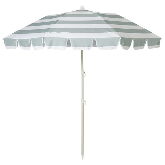 Sunnylife: Compact Beach Umbrella - La Palma Sage Stripe - UPF50 Fabric Sun Protection, 66x66x78", Shade Cover, Steel Pole, Carry Bag, Outdoor & Sand