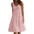 thumbnail image 4 of Robe Femme Col Rond Robe à Bretelles Fille Sans Manches Robe de Plage Femme Vêtements de Plage, Rose, 5TG, 4 of 5