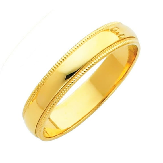 Solid 14k Yellow Gold 4mm Domed Migraine Traditional Comfort Fit Plain Wedding Ring Band Size 6.5
