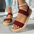 thumbnail image 2 of Agkizg Summer Women Sandals Low Heel Slide Sandals Casual Slippers Open Toe Beach Sandals Comfortable Shoes Wine, Size 6.5, 2 of 5