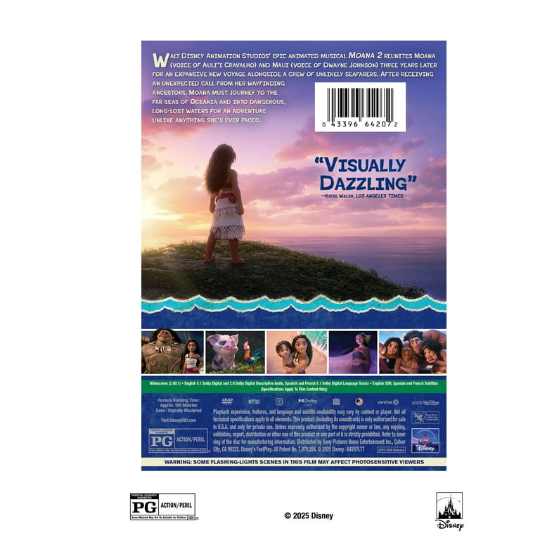 Disney, Moana 2 DVD, Action & Adventure, PG Rated Animated Musical
