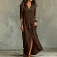 thumbnail image 6 of Gytharion Women's Flowy Maxi Dresses Lapel Long Sleeve Front Slit Dresses Loose Elegant Casual Shirt Dresses, 6 of 7
