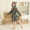 thumbnail image 4 of FORMRS Niños Bathrobe Unisex Hooded Robe Soft Plush Pajamas Sleepwear, Size 7-9T, Green Christmas Holly, 4 of 7