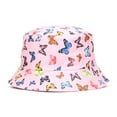 thumbnail image 2 of Gelikeya Toddler Baby Beach Hat Size 1-5T Cute Cartoon Butterflies Printed Bucket Hats Soft UPF 50+ Summer Sun Protection Vacation Sun Hat Z08-Pink, 2 of 5