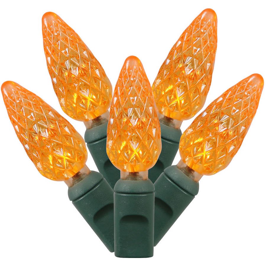 Vickerman Orange LED C6 Single Mold String Lights, 100 Count