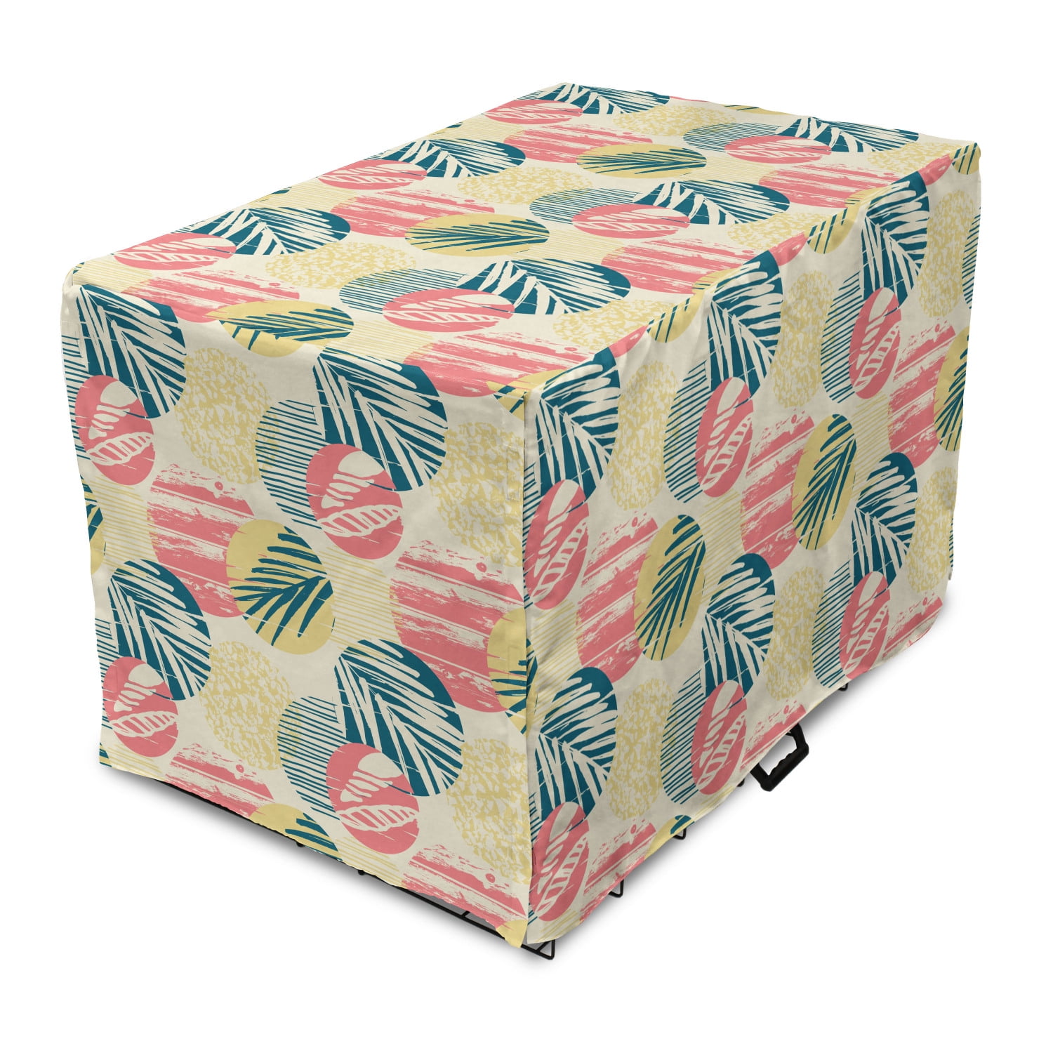 Visual Reference: Palm Tree Dog Crate Cover Exotic Leaves With Grunge Display
