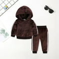 thumbnail image 2 of Gibobby Toddler Boy Clothes Long Sleeve Hoodie Sweatsuits Tops and Pants 2Pcs Boys Fall Winter Outfits Set(Coffee,12-18 Months), 2 of 5